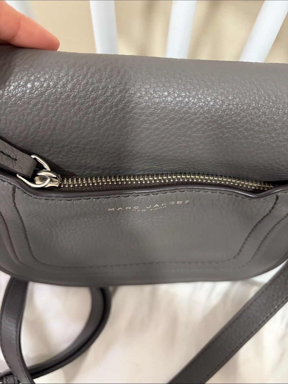 Marc Jacobs Dark Gray Pebbled Leather Saddle Crossbody - Picture 10 of 15